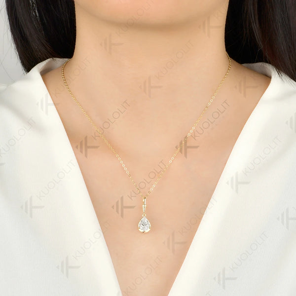 Kuololit 2CT IGI Lab Grown Diamonds Custom Necklace for Women Solid 585 14K 10K Yellow Gold Necklace for Christmas Gifts Party