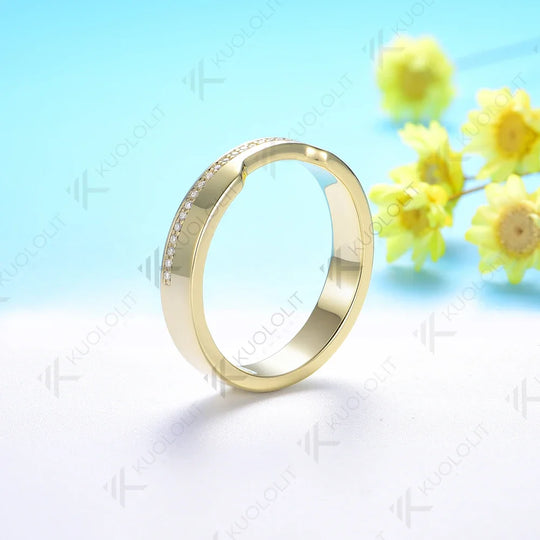 Kuololit 0.13CTW Lab Grown Diamond Band for Women Solid 18K 14K 10K Gold D VS1 Diamond Ring for Anniversary Engagement Gifts