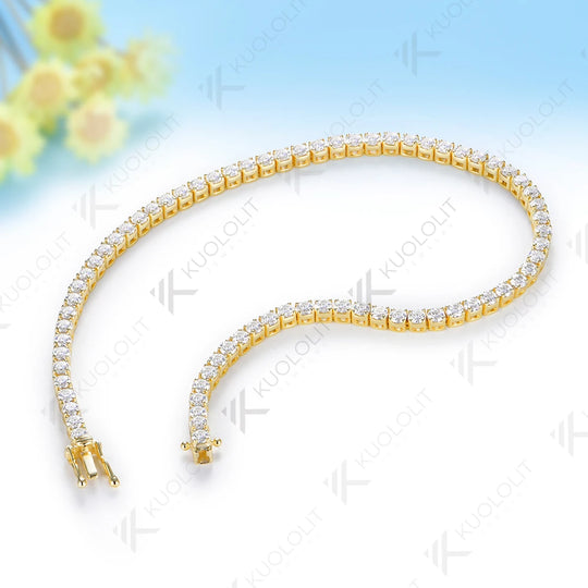 Kuololit 3CTW Lab Grown Diamonds Tennis Bracelet for Women Solid 14K10K Yellow Gold Four Prong Bracelet for Christmas Gift Party