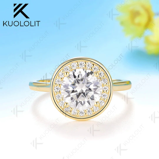 Kuololit 2CT IGI Lab Grown Diamonds Ring for Women D VS1 for Women Solid 14k 10K 585 White Gold for Engagement Christmas Gifts