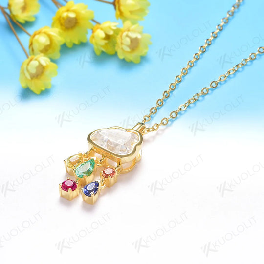 Kuololit 2ct Cloudy Moissanite Necklace for Women Solid 18K 14k Gold Lab Grown Gemstones Rainny Necklace for Wedding Christmas