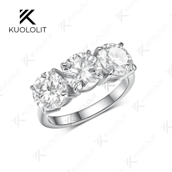 Kuololit 6CTW IGI Lab Grown Diamonds Custom Ring for Women Solid 14K 10K Yellow Gold Ring for Anniversary Christmas Gifts Party