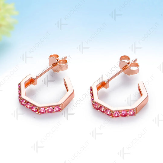 Kuololit 0.4CTW Lab Pink Sapphire Custom Stud Earrings for Women Solid 14K 10K Rose Gold Stud Earrings for Christmas Gifts Party