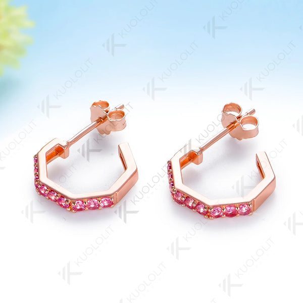 Kuololit 0.4CTW Lab Pink Sapphire Custom Stud Earrings for Women Solid 14K 10K Rose Gold Stud Earrings for Christmas Gifts Party