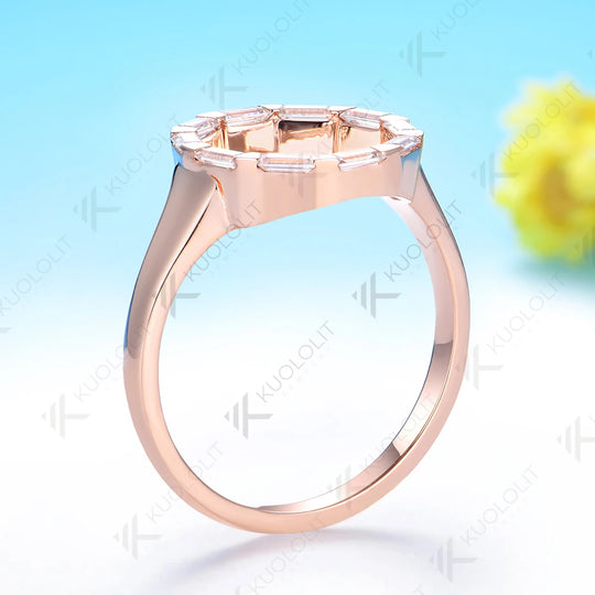 Kuololit 1CTW Moissanite Band Custom Ring for Women Solid 14K 10K Rose Circle Gold Ring for Anniversary Christmas Gifts Party