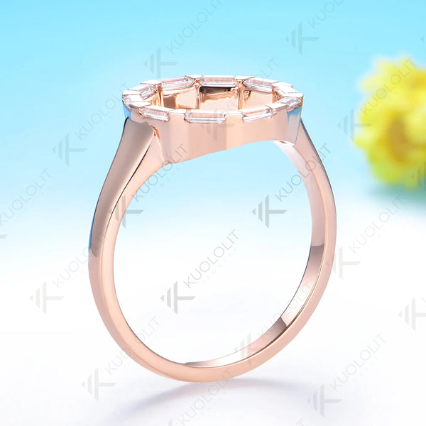Kuololit 1CTW Moissanite Band Custom Ring for Women Solid 14K 10K Rose Circle Gold Ring for Anniversary Christmas Gifts Party