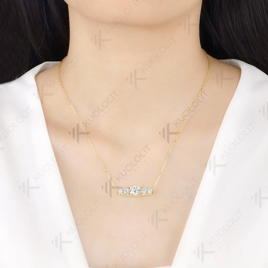 Kuololit 3.2CTW Moissanite Cushion Cut  Moissanite Custom Necklace for Women Solid 585 14K 10K Yellow Gold for Christmas Gifts