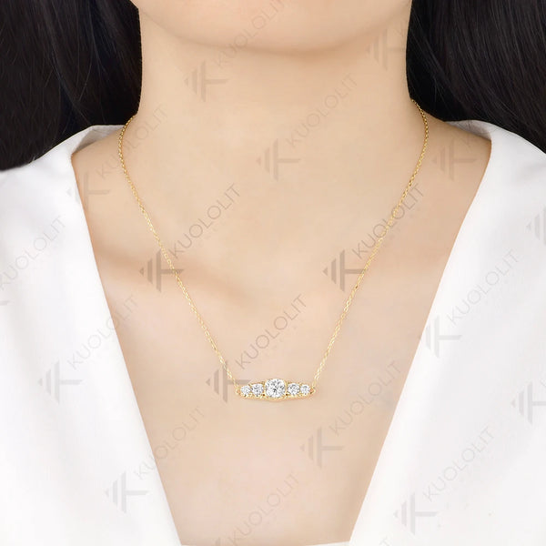 Kuololit 3.2CTW Moissanite Cushion Cut  Moissanite Custom Necklace for Women Solid 585 14K 10K Yellow Gold for Christmas Gifts