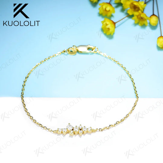 Kuololit Moissanite Bracelets for Women Men 585 18K 10K Adjustable Chains Bracelets Charm for Engagement Party Christmas Gifts