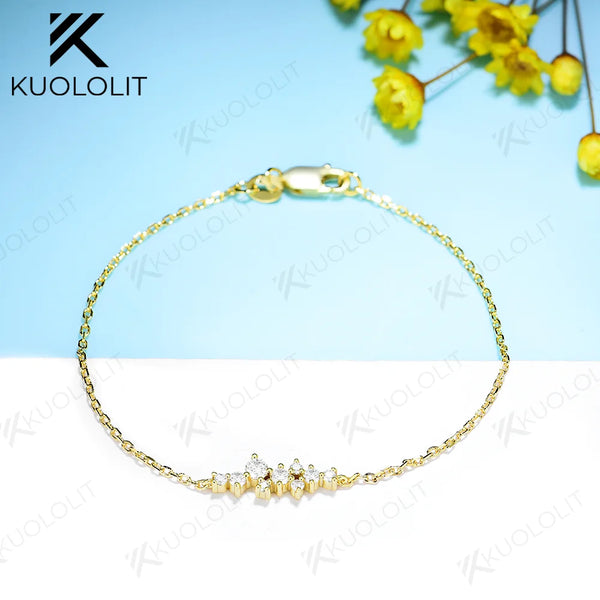 Kuololit Moissanite Bracelets for Women Men 585 18K 10K Adjustable Chains Bracelets Charm for Engagement Party Christmas Gifts
