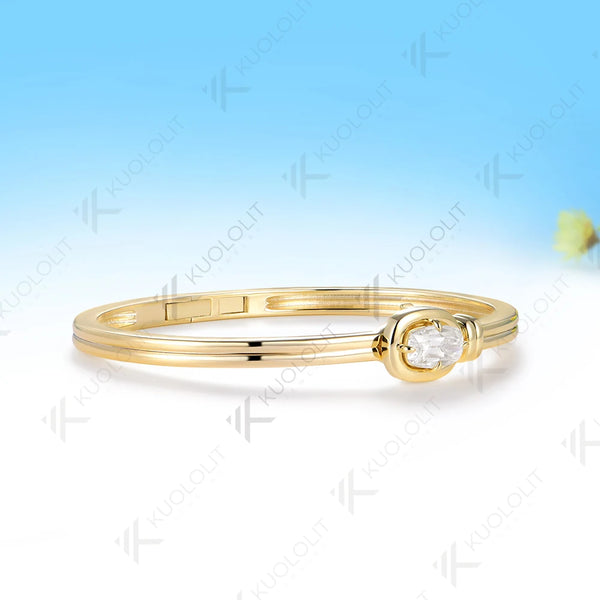 Kuololit 2CT OMC Mossanite Bangle for Women Solid 10K 14K 585 Yellow Gold Bracelet for Engagement Trendy Christams Gifts Party