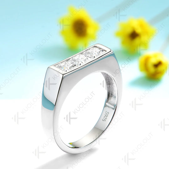 Kuololit 1.2CTW Lab Grown Diamonds Princess Cut Ring for Women Solid 14K 10K 585 White Gold Wedding Band for Christmas Gifts