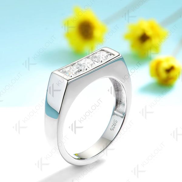 Kuololit 1.2CTW Lab Grown Diamonds Princess Cut Ring for Women Solid 14K 10K 585 White Gold Wedding Band for Christmas Gifts