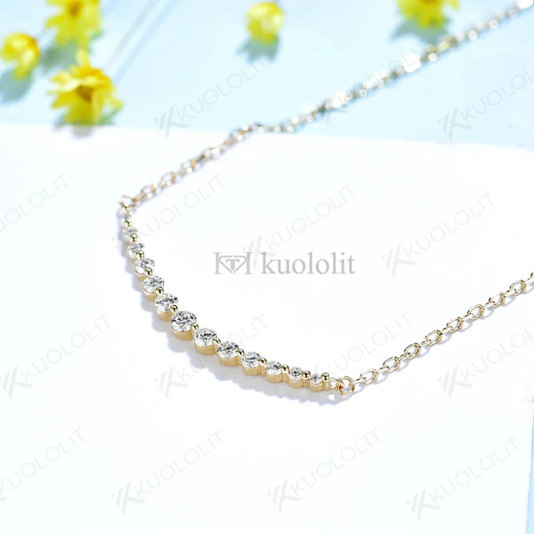 Kuololit 0.55CTW Moissanite Necklaces for Women Solid 10K 14K 18K 925 Sliver Round Pendant with Chain for Engagement Christmas