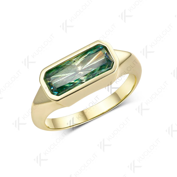 Kuololit 2CT Cyan Moissanite Custom Ring for Women Solid 14K 10K 585 Yellow Gold Radiant Cut for Engagement Christmas Gifts