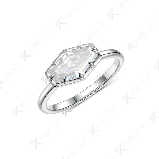 Kuololit 2CT Hexagon Moissanite Ring for Women Solid 14K 10K White Gold  Engagement Ring for Christmas Gifts Anniversary Party