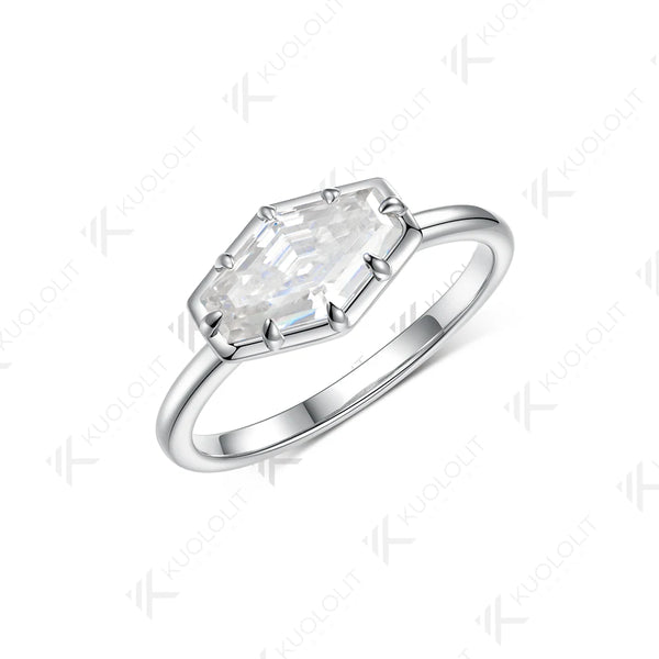 Kuololit 2CT Hexagon Moissanite Ring for Women Solid 14K 10K White Gold  Engagement Ring for Christmas Gifts Anniversary Party