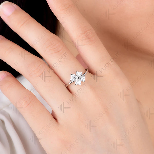 Kuololit 1.5CT Moissanite Ring for Women Solid 18K 14K 10K Yellow Gold Heart Cut Engagement Ring for Anniversary Christmas Gifts