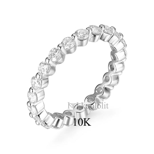 Kuololit Lab Diamonds Bubble Ring for Women 750 18K 14K 10K White Gold DEF/VS Diamonds Eternity Full Band for Engagement Party