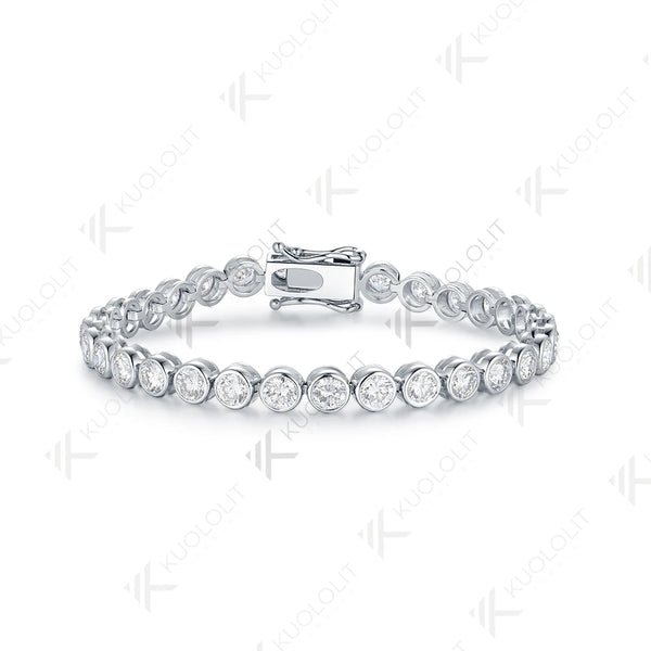 Kuololit 10.5CTW Lab Grown Diamond Bezel Set Tennis Bracelet for Women Pure 18K 14K 10K Gold Bracelet for Anniversary Engagement