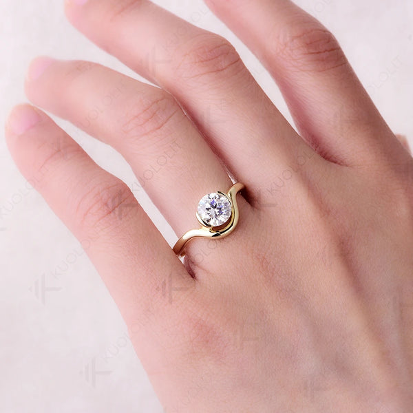 Kuololit 1.2ct Moissanite Ring for Women Solid 18K 14K 10K Gold Ring for Anniversary Engagement Gifts  Christmas Wedding