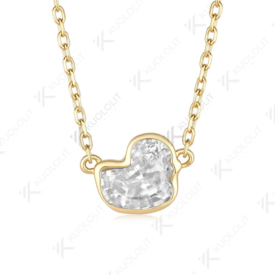 Kuololit 1.5CT Duck Moissanite Necklace for Women Solid 14K 10K Yellow Gold Animal Unique Cut Pedant for Engagement Christmas