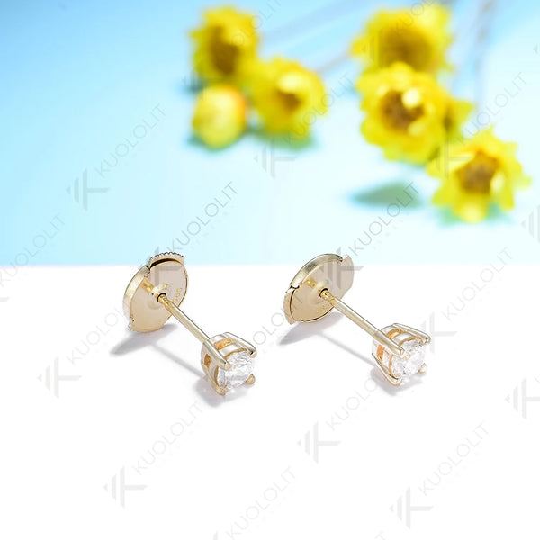 Kuololit 0.6ctw Moissanite Earrings for Women 18K 14K 10K Solid Gold Yellow Gold Silver Pousette Back Hoop for Christmas Classic