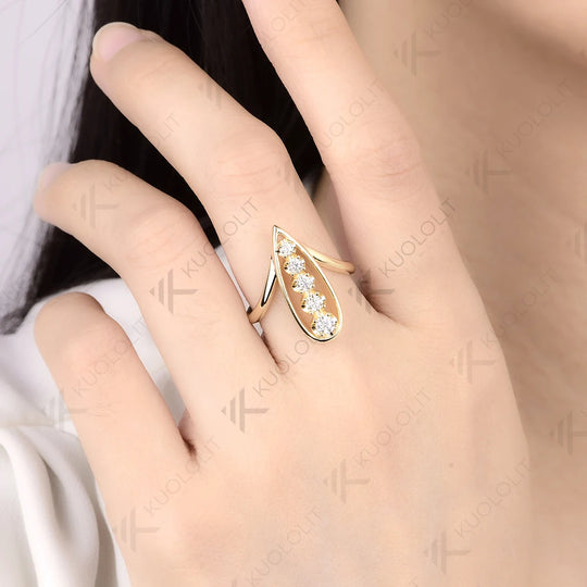 Kuololit 0.45CTW Lab Grown Diamonds Custom Ring for Women Men Solid 14K 10K 585 Yellow Gold Engagement Ring for Christmas Gifts