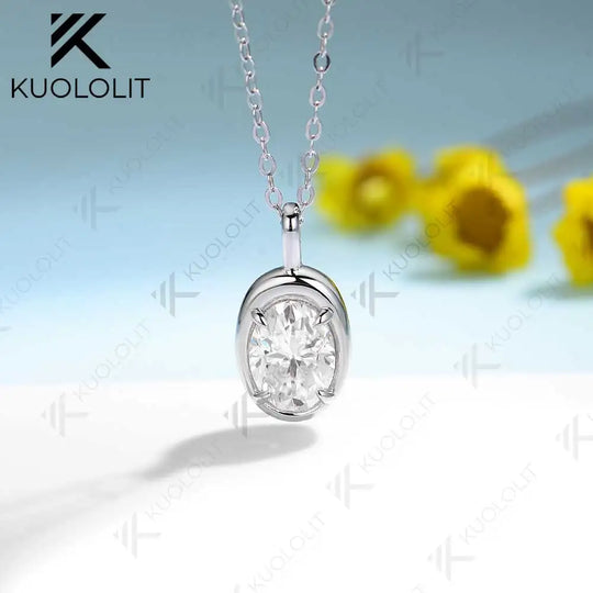 Kuololit 1.5CT Mossanite Necklace for Women Solid 14K 10K Gold Lab Grown Emerald Alexandrite Gemstone Pendant for Christmas Gift
