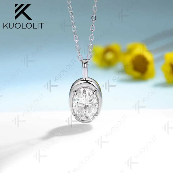 Kuololit 1.5CT Mossanite Necklace for Women Solid 14K 10K Gold Lab Grown Emerald Alexandrite Gemstone Pendant for Christmas Gift