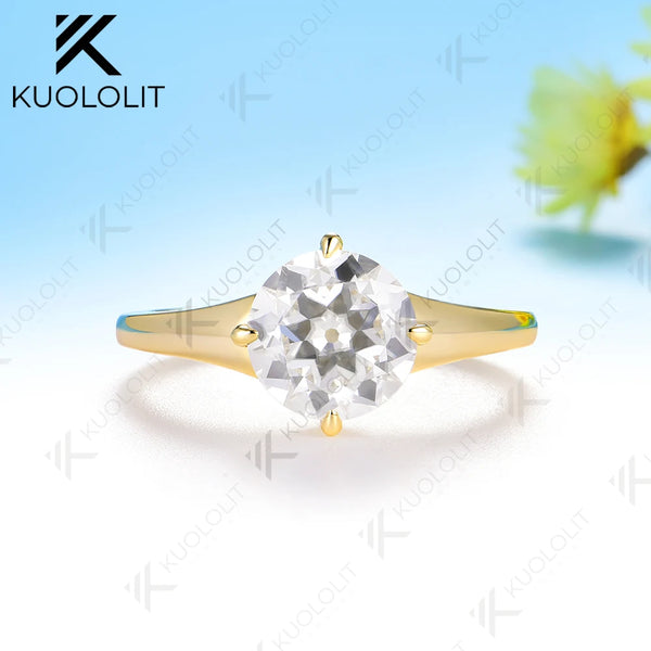Kuololit 2CT OEC Moissanite Ring Set Ring for Women Solid 14K 10K 585 Yellow Gold Engagement Ring for Christmas Gifts Party