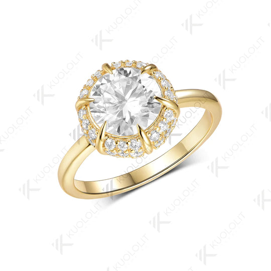 Kuololit 2CT IGI Lab Grown Diamonds Ring for Women Soild 585 14K 10K Yellow Gold Engagement Ring for Christmas Gifts Party