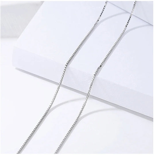 Kuololit Solid 925 Sterling Chain 40cm-60cm Box Chain Necklace for Women Girls Kids Children Christmas Gift Wholesale Jewelry