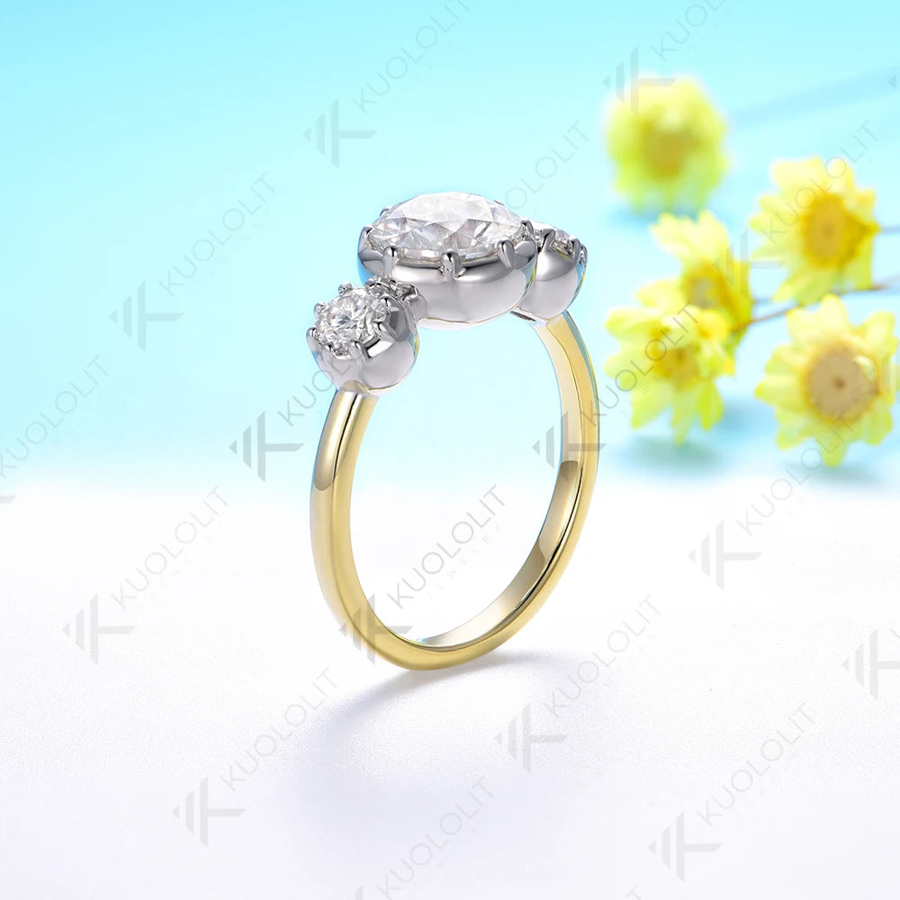 Kuololit 2.6CTW Moissanite Ring for Women Solid 18K 14K 10K Gold Two Tone Ring for Anniversary Engagement  Christmas Wedding