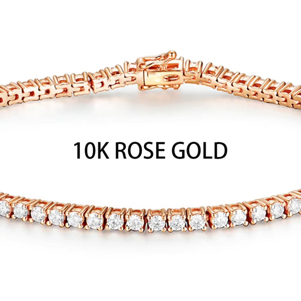 Kuololit Moissanite Bracelet for Women Solid 14K 10K Yellow Gold GRA Moissanite Tennis Bracelet for Engagement Christmas Gifts