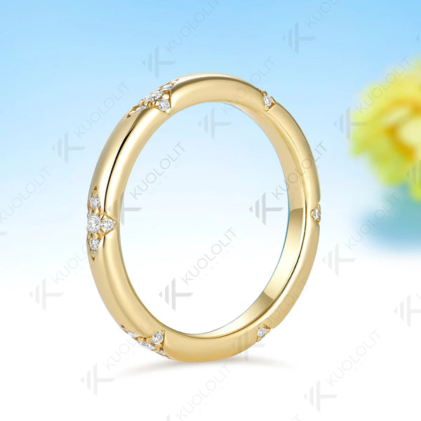 Kuololit  0.24CTW Lab Diamond Wedding Band for Women Solid 14K 10K Yellow Gold Eternity Full Band Ring for Engagement Christmas