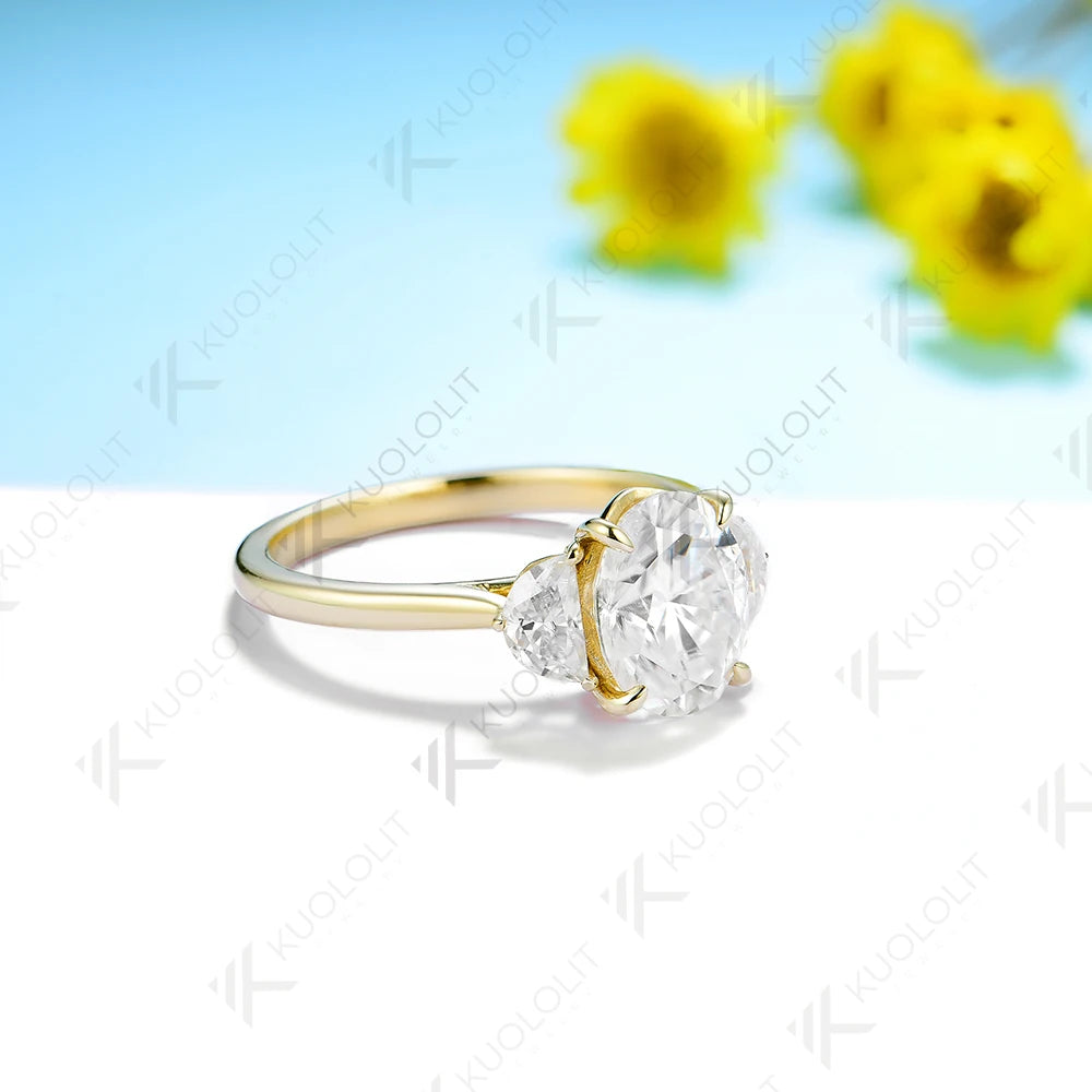 Kuololit IGI 2CT Oval Cut Grown Diamond Ring for Women Solid 18K 14K 10K 585 Yellow Gold D VS1 Diamond Ring for Engagement Gifts