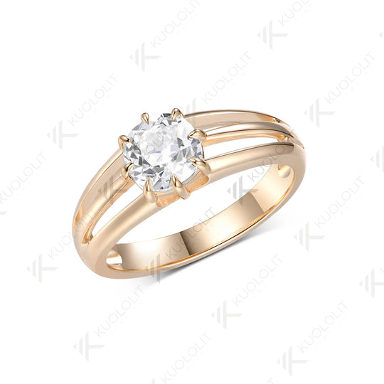 Kuololit 1CT Cushion Cut Moissanite Ring for Women Solid 14K 10K Yellow 585 Gold Ring for Anniversary Christmas Gifts Party