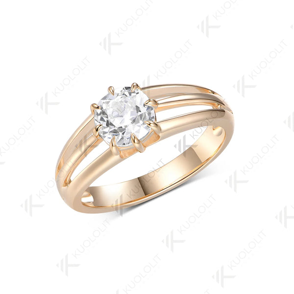 Kuololit 1CT Cushion Cut Moissanite Ring for Women Solid 14K 10K Yellow 585 Gold Ring for Anniversary Christmas Gifts Party