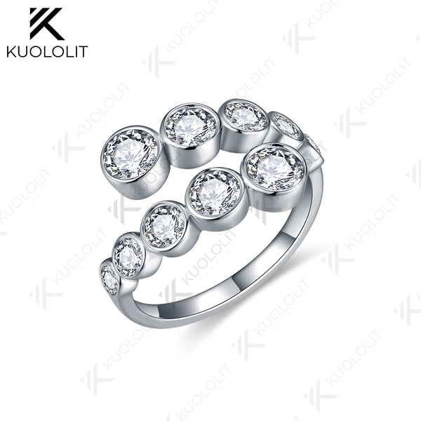Kuololit 2.2CTW Lab Grown Diamonds Ring for Women Men Solid 14K 10K 585 White Gold Bezel Set Wedding Band for Christmas Gifts