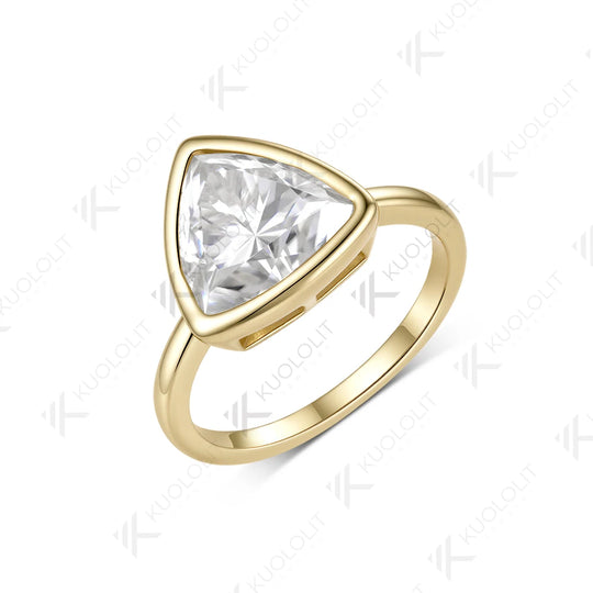 Kuololit 4CT Trillyon Moissanite Custom Ring for Women Men Solid 14K 10K 585 Yellow Gold Engagement Ring for Christmas Gifts
