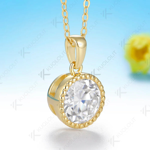 Kuololit 3CT OEC Moissanite Necklace for Women Solid 585 14K 10K Yellow Gold Custom Necklace for Christmas Anniversary Gifts