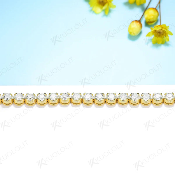 Kuololit 4.2CTW Moissanite Tennis Bracelets for Women Men 585 14K 10K Adjustable Chains for Engagement Wedding Party Christmas