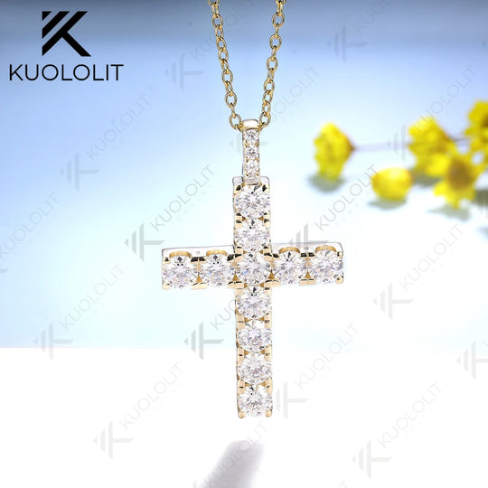Kuololit 3.36CTW Cross Moissanite Medium Pendant Chain