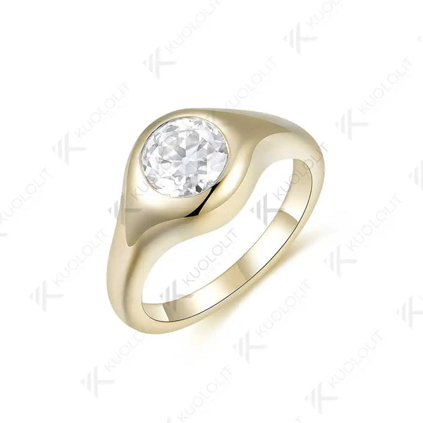 Kuololit 1CT OEC Lab Grown Diamond Rings for Women Solid 18K 14K 10K Yellow Gold Bezel Set Ring for Engagement  Anniversary Gift