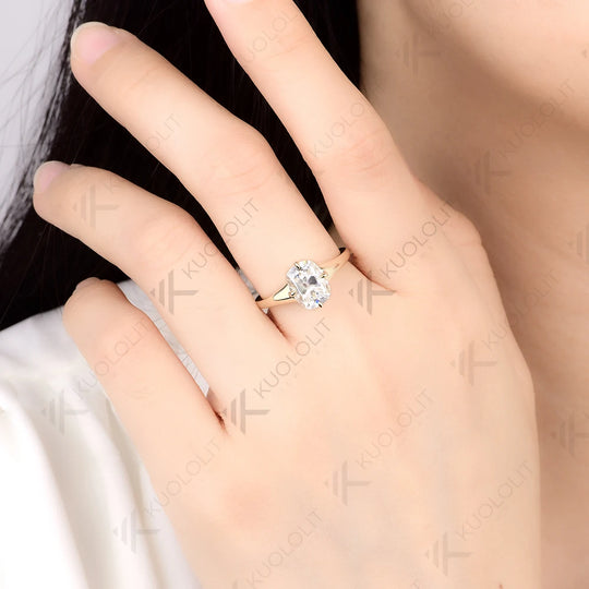 Kuololit 3CT OMC Moissanite Ring for Women Solid 14K 10K 585 Yellow Gold Engagement Ring for Christmas Gifts Party Anniversary