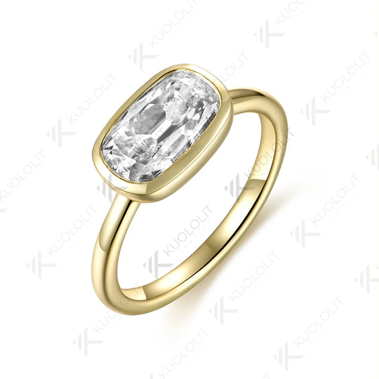 Kuololit 2CT OMC Cut Moissanite Engagement Ring for Women Solid 14K 10K Yellow Gold Ring for Anniversary Christmas Gifts Party Custom