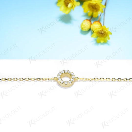 Kuololit Moissanite Bracelets for Women Men 585 18K 10K Gold Adjustable Chains Round Cut for Engagement Wedding Party Christmas\