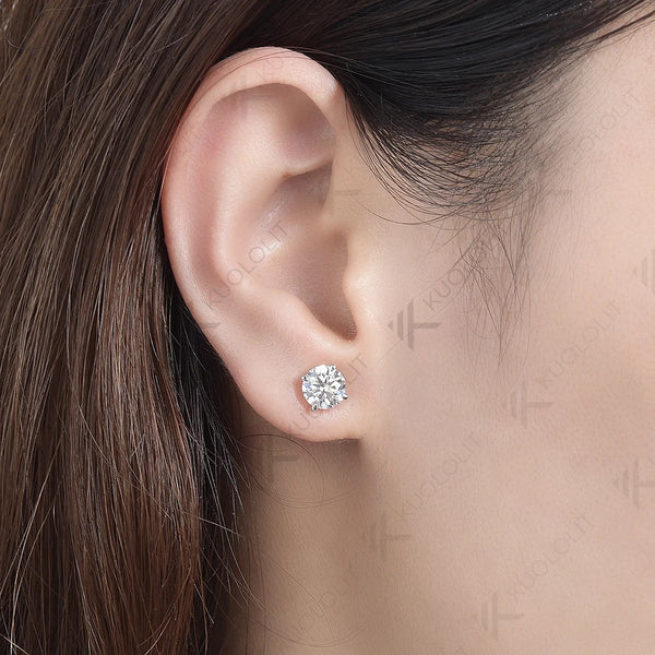 Kuololit 585 14K 2ctw Round Cut Moissanite Earring White Gold Earrings for Women Brilliant Cut D VVS Classic Earring Christmas