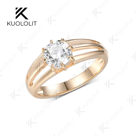 Kuololit IGI 1CT Cushion Cut Lab Grown Diamonds Engagement Ring for Women Solid 14K 10K Yellow Gold Ring for Anniversary Christmas Gifts